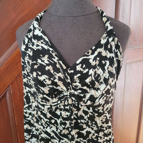 Dana Buchman Black & White Abstract Halter Maxi Dress L - Picture 2 of 4